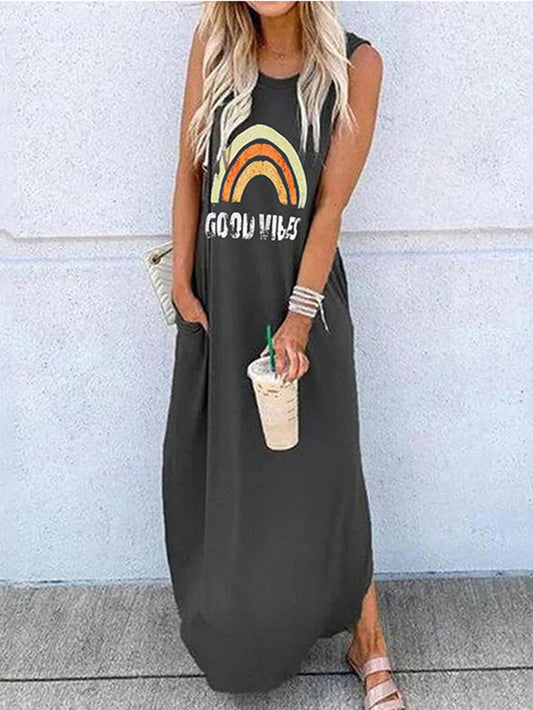 Round Neck Short Sleeve Loose Casual Dress