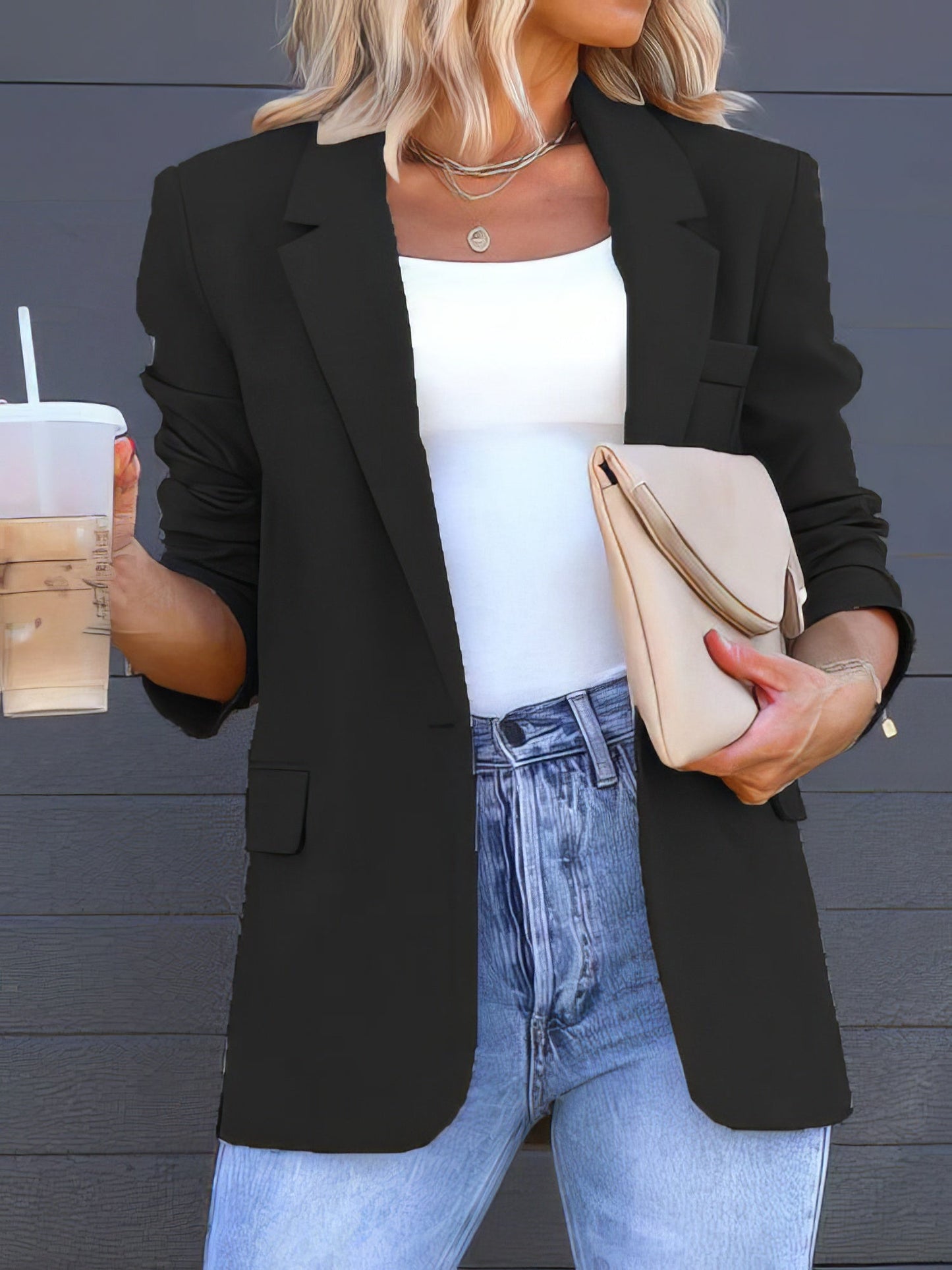 Elevated Casual Lapel Slit Pocket Blazer