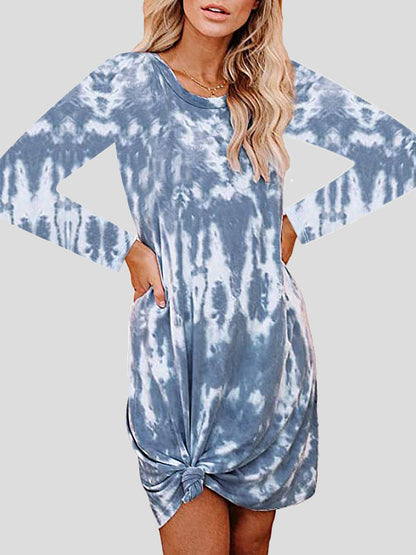 Women's Dresses Tie-Dye Printed Loose Long Sleeve Dress