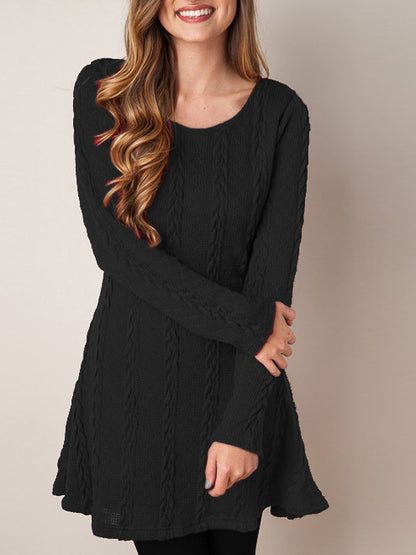 Women's Dresses Round Neck Long Sleeve Sweater Mini Dress