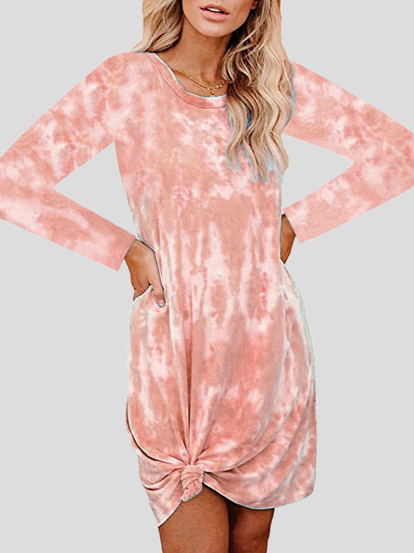 Women's Dresses Tie-Dye Printed Loose Long Sleeve Dress