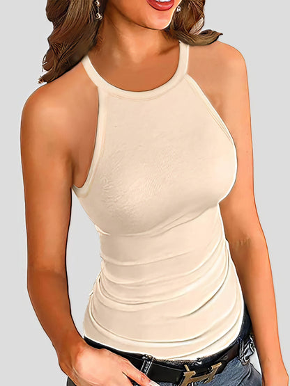 Slim-fit Solid Halter Sleeveless Vest