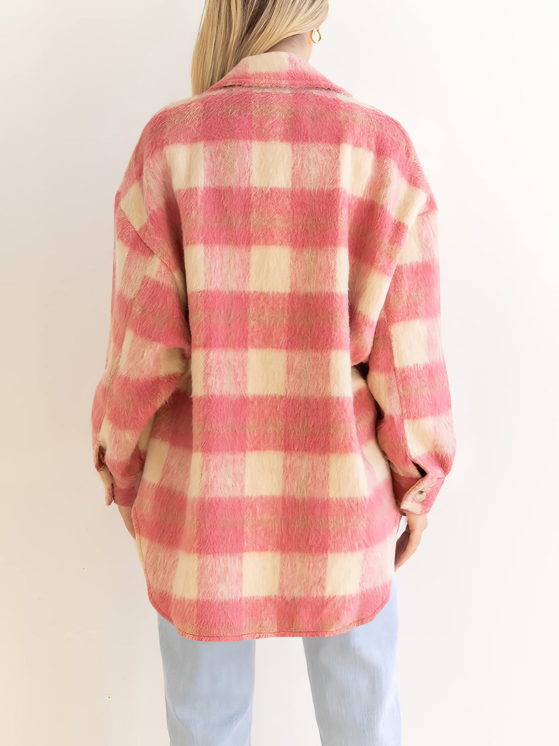 Coats - Plaid Plush Single Breasted Wool Thick Coat - MsDressly