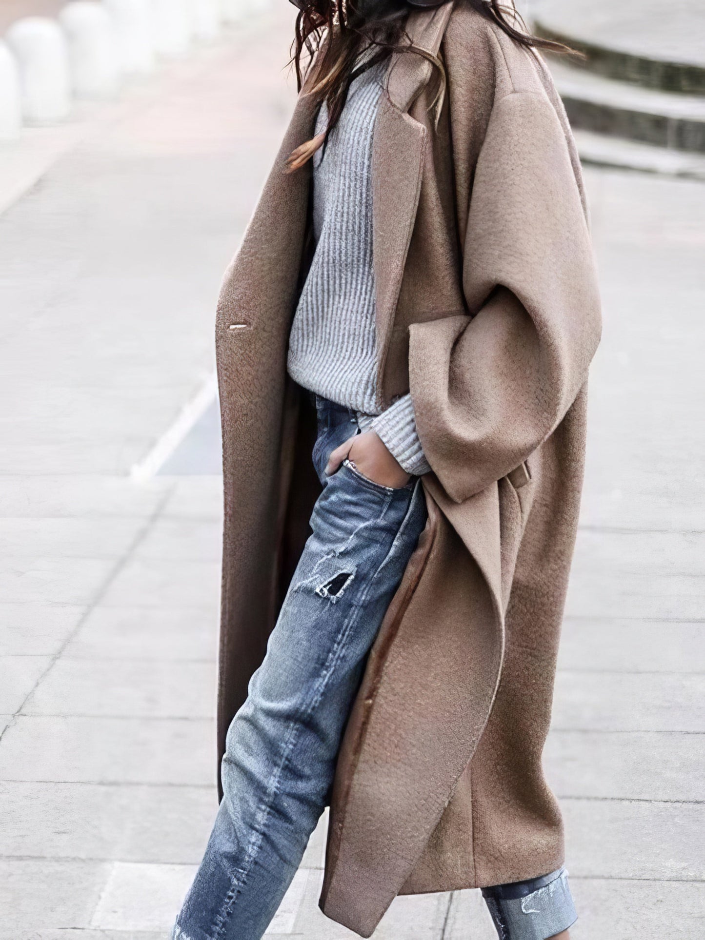 Coats - Solid Double-Sided Woolen Mid-Length Coat - MsDressly