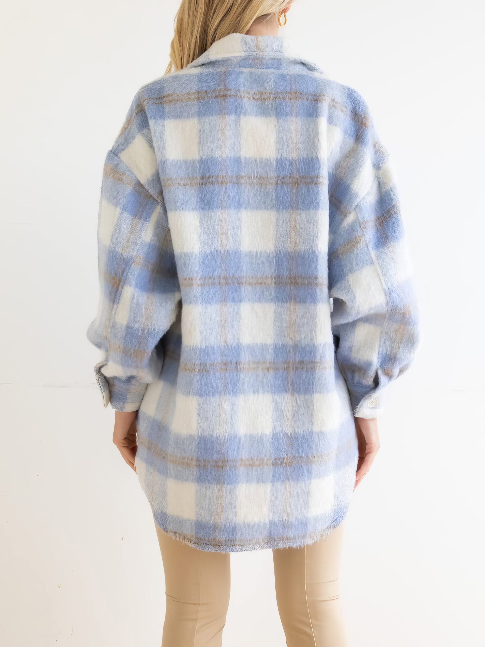 Coats - Plaid Plush Single Breasted Wool Thick Coat - MsDressly