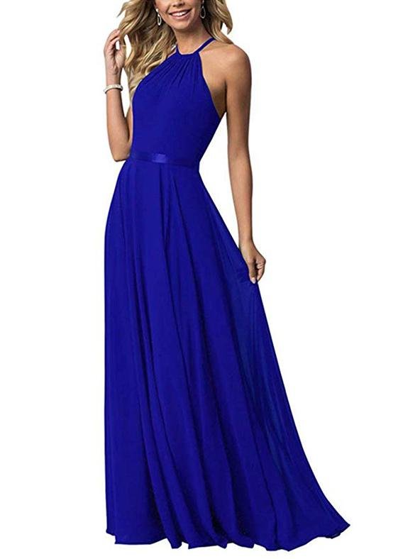 A-Line Scoop Neck Floor-Length Chiffon Bridesmaid Dress With Split Front - INS | Online Fashion Free Shipping Clothing, Dresses, Tops, Shoes
