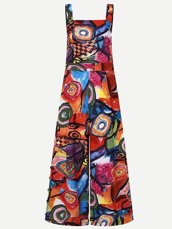 Abstract Printed Overalls Wide-leg Pants Jumpsuit - Jumpsuits & Rompers - INS | Online Fashion Free Shipping Clothing, Dresses, Tops, Shoes - 20-30 - 20/07/2021 - Bottoms