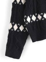 Argyle Graphic Cable Knitted Sweater - INS | Online Fashion Free Shipping Clothing, Dresses, Tops, Shoes