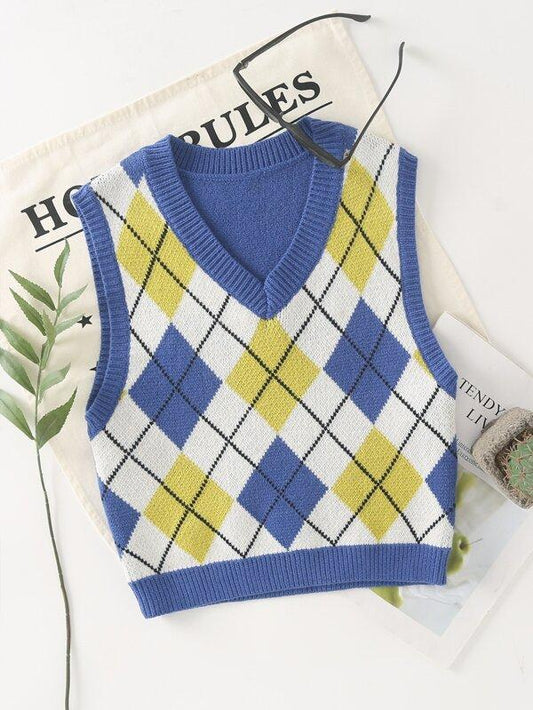 Argyle Pattern Sweater Vest - INS | Online Fashion Free Shipping Clothing, Dresses, Tops, Shoes