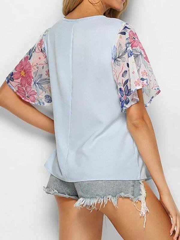 Asymmetrical Floral Wrap Blouse - Blouses - INS | Online Fashion Free Shipping Clothing, Dresses, Tops, Shoes - 02/09/2021 - Blouses - Casual