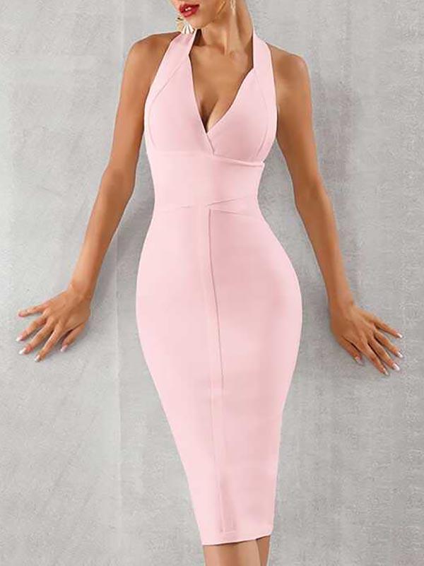 Backless Zip Back Bodycon Bandage Dress - Dresses - INS | Online Fashion Free Shipping Clothing, Dresses, Tops, Shoes - 02/05/2021 - Bodycon Dresses - Color_Pink