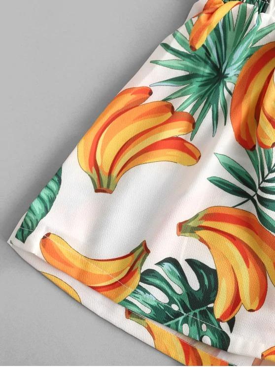 Bananas Print Tie Front Two Piece Set - INS | Online Fashion Free Shipping Clothing, Dresses, Tops, Shoes