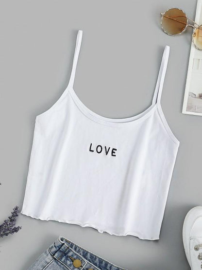 Basic Embroidered Cropped Cami Top - INS | Online Fashion Free Shipping Clothing, Dresses, Tops, Shoes