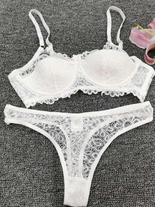 Basic Solid Color Sling Two-piece Underwear - Lingerie - INS | Online Fashion Free Shipping Clothing, Dresses, Tops, Shoes - 07/06/2021 - Color_White - LIN2106030012