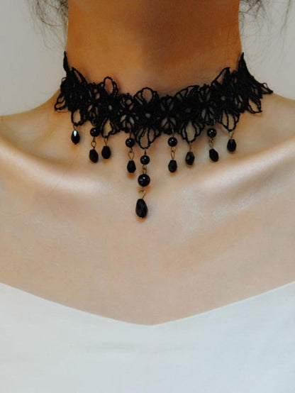 Bead Tassel Contrast Lace Choker - INS | Online Fashion Free Shipping Clothing, Dresses, Tops, Shoes