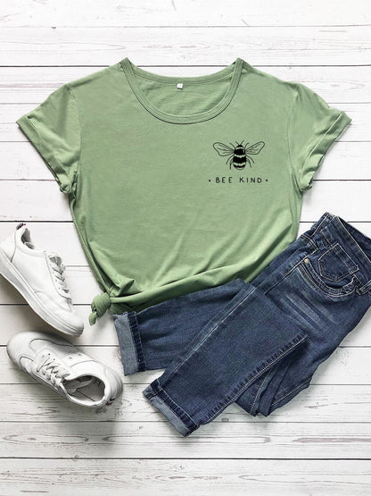 Bee And Letter Graphic Tee - INS | Online Fashion Free Shipping Clothing, Dresses, Tops, Shoes