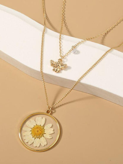 Bee & Flower Charm Layered Necklace - INS | Online Fashion Free Shipping Clothing, Dresses, Tops, Shoes