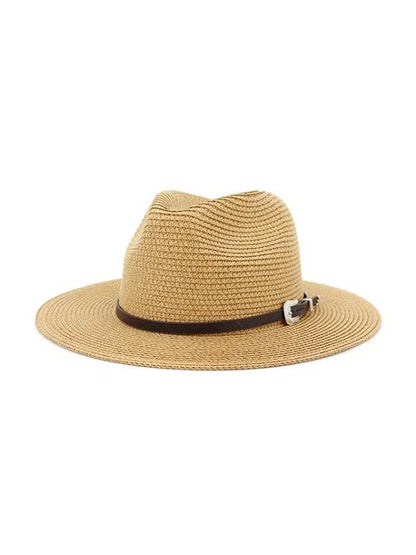 Belt Embellished Straw Outdoor Jazz Beach Hat - LuckyFash™