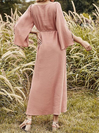 Bohemian Slit Long Skirt High Waist Solid Dress - Maxi Dresses - INS | Online Fashion Free Shipping Clothing, Dresses, Tops, Shoes - 18/06/2021 - 30-40 - Category_Maxi Dresses