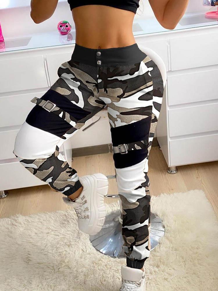 Buckle Camouflage Print Cargo Pants - Leggings - INS | Online Fashion Free Shipping Clothing, Dresses, Tops, Shoes - 04/05/2021 - Color_Camoflage - Leggings