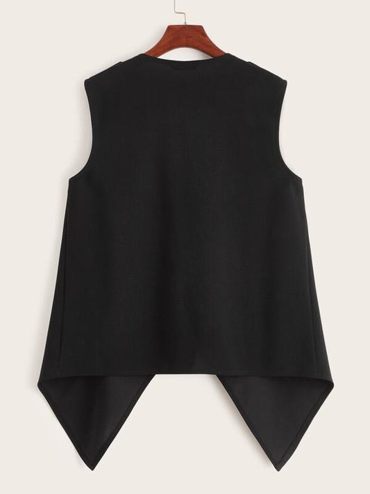 Button Detail Draped Collar Asymmetrical Vest - INS | Online Fashion Free Shipping Clothing, Dresses, Tops, Shoes