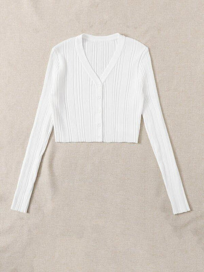 Button Front Ribbed Knit Cardigan - INS | Online Fashion Free Shipping Clothing, Dresses, Tops, Shoes