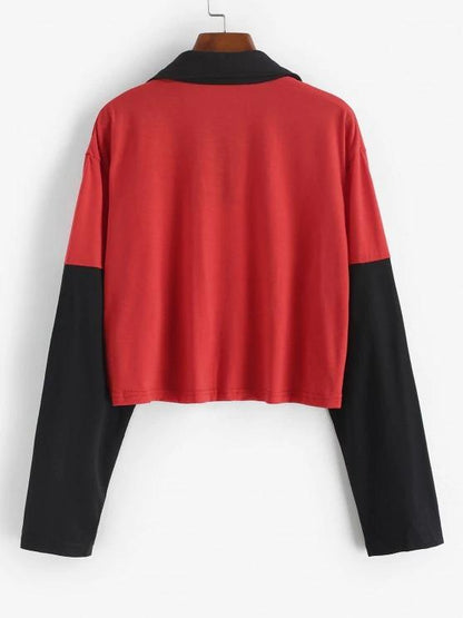 Button Front Two Tone Sweatshirt - INS | Online Fashion Free Shipping Clothing, Dresses, Tops, Shoes