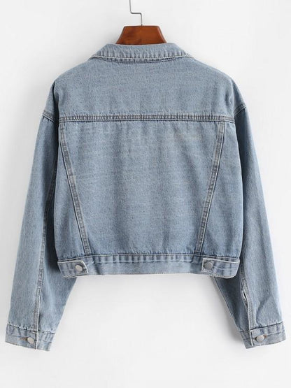 Button Up Zippered Hem Denim Jacket - INS | Online Fashion Free Shipping Clothing, Dresses, Tops, Shoes