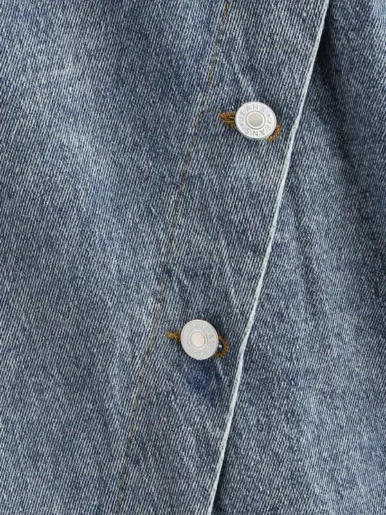 Buttoned Back Drop Shoulder Pocket Denim Jacket - INS | Online Fashion Free Shipping Clothing, Dresses, Tops, Shoes