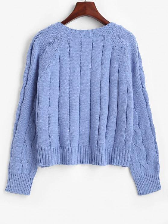Cable Pointelle Knit Raglan Sleeve Sweater - INS | Online Fashion Free Shipping Clothing, Dresses, Tops, Shoes