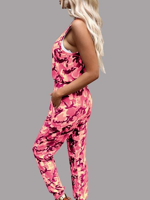 Camouflage Print Round Neck Sleeveless Jumpsuit - Jumpsuits - INS | Online Fashion Free Shipping Clothing, Dresses, Tops, Shoes - 10/06/2021 - Bottoms - Color_Blue