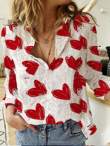 Cardigan Stand Collar Heart Print Blouses - Blouses - INS | Online Fashion Free Shipping Clothing, Dresses, Tops, Shoes - 20-30 - 20/07/2021 - BLO2107201217