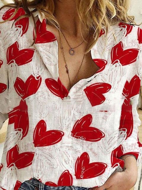 Cardigan Stand Collar Heart Print Blouses - Blouses - INS | Online Fashion Free Shipping Clothing, Dresses, Tops, Shoes - 20-30 - 20/07/2021 - BLO2107201217