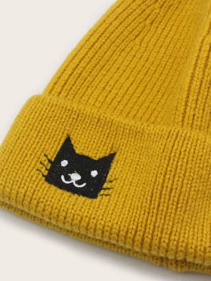 Cartoon Cat Embroidered Beanie - LuckyFash™