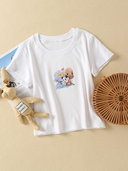 Cartoon Graphic Crew Neck Tee - INS | Online Fashion Free Shipping Clothing, Dresses, Tops, Shoes