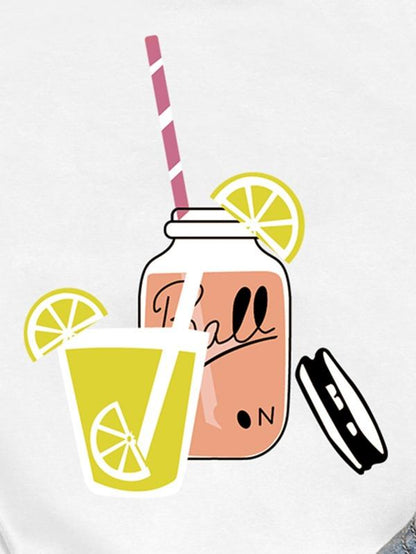 Cartoon Juice And Letter Graphic Tee - INS | Online Fashion Free Shipping Clothing, Dresses, Tops, Shoes