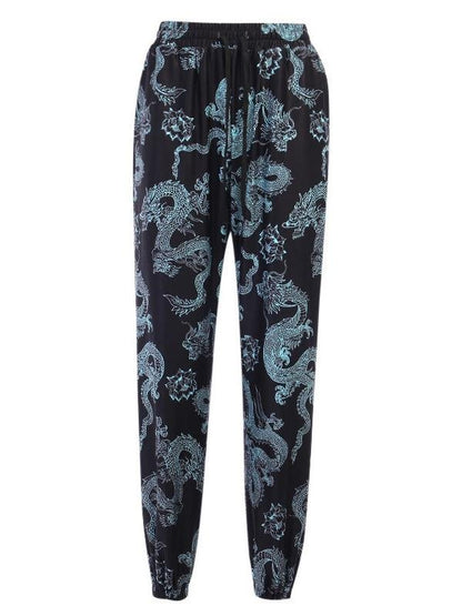 Casual Dragon Print Street Breathable Loose Wide Leg Pants - Pants - INS | Online Fashion Free Shipping Clothing, Dresses, Tops, Shoes - 10/05/2021 - Category_Pants - Color_Black