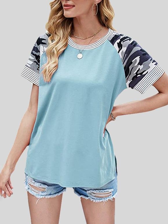 Casual Fashion Print Stitching Short-sleeved T-shirt - T-shirts - INS | Online Fashion Free Shipping Clothing, Dresses, Tops, Shoes - 20-30 - 23/06/2021 - color-black