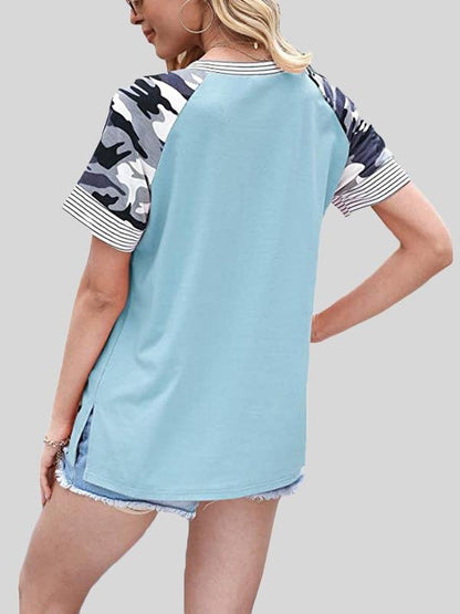 Casual Fashion Print Stitching Short-sleeved T-shirt - T-shirts - INS | Online Fashion Free Shipping Clothing, Dresses, Tops, Shoes - 20-30 - 23/06/2021 - color-black