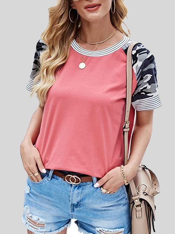 Casual Fashion Print Stitching Short-sleeved T-shirt - T-shirts - INS | Online Fashion Free Shipping Clothing, Dresses, Tops, Shoes - 20-30 - 23/06/2021 - color-black