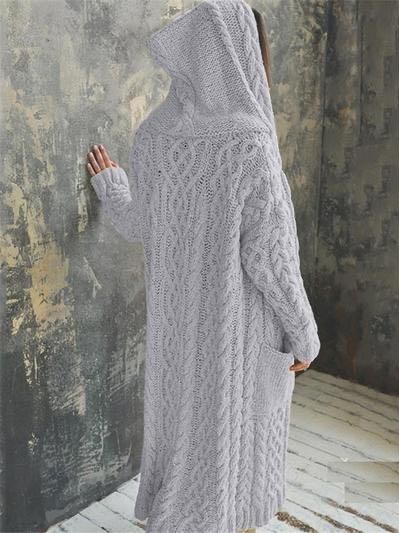 CASUAL KNITTED LONG OUTERWEAR WITH HOOD - INS | Online Fashion Free Shipping Clothing, Dresses, Tops, Shoes
