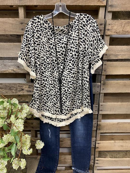 Casual leopard print comfortable round neck top - INS | Online Fashion Free Shipping Clothing, Dresses, Tops, Shoes