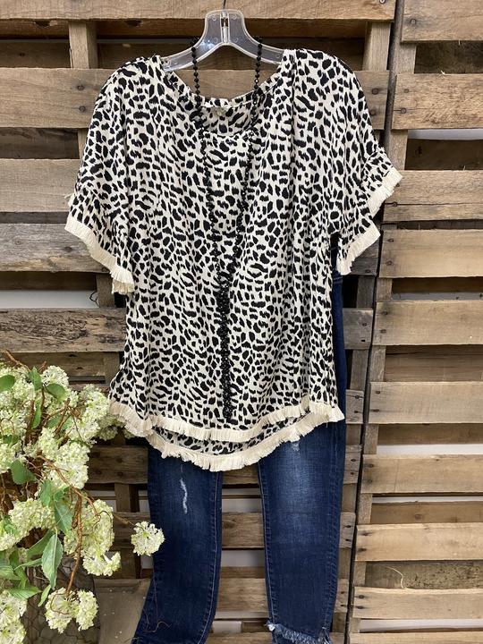 Casual leopard print comfortable round neck top - INS | Online Fashion Free Shipping Clothing, Dresses, Tops, Shoes