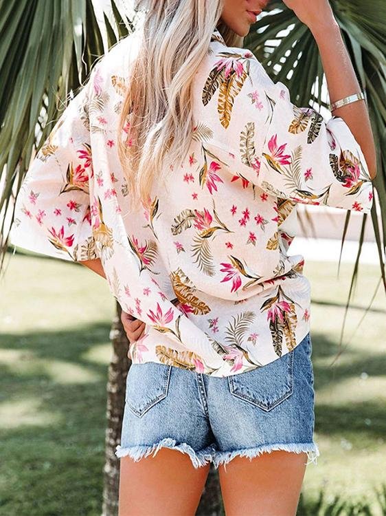 Casual Loose Printed Pockets Blouses - Blouses - INS | Online Fashion Free Shipping Clothing, Dresses, Tops, Shoes - 18/06/2021 - 30-40 - BLO2106180115