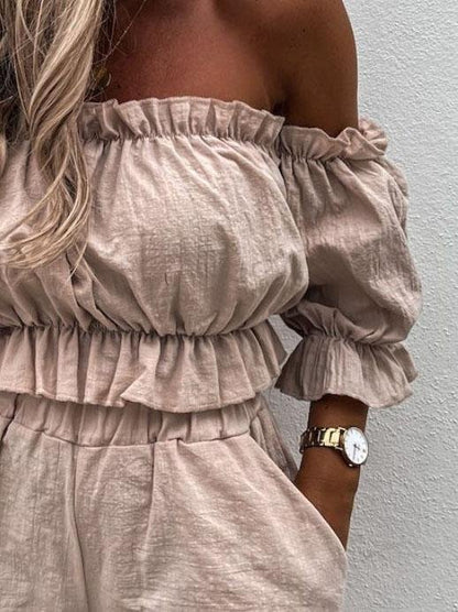 Casual One-shoulder Short-sleeved Two-piece Suit - Sets - INS | Online Fashion Free Shipping Clothing, Dresses, Tops, Shoes - 20-30 - 28/06/2021 - Bottoms