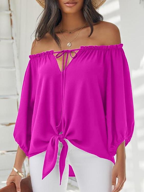 Casual One-word Shoulder Strap Blouse - Blouses - INS | Online Fashion Free Shipping Clothing, Dresses, Tops, Shoes - 20-30 - 30/06/2021 - BLO2106301134