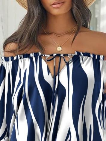 Casual One-word Shoulder Strap Blouse - Blouses - INS | Online Fashion Free Shipping Clothing, Dresses, Tops, Shoes - 20-30 - 30/06/2021 - BLO2106301134