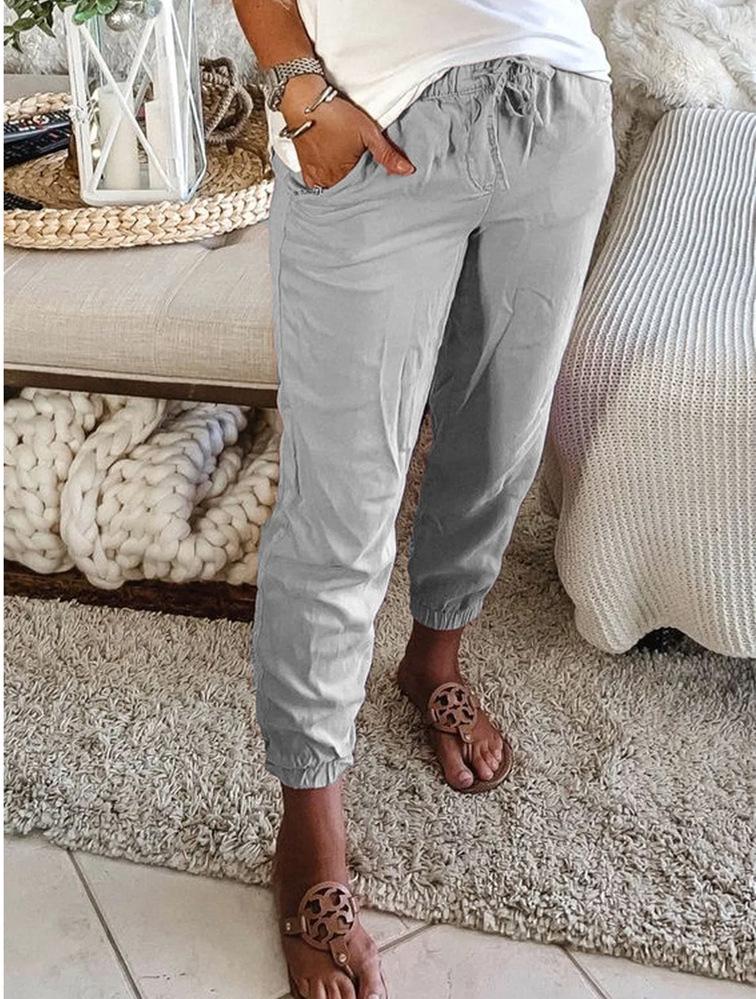 Casual Pocket Elastic Waist Trousers - Pants - INS | Online Fashion Free Shipping Clothing, Dresses, Tops, Shoes - 10-20 - 12/07/2021 - Bottom