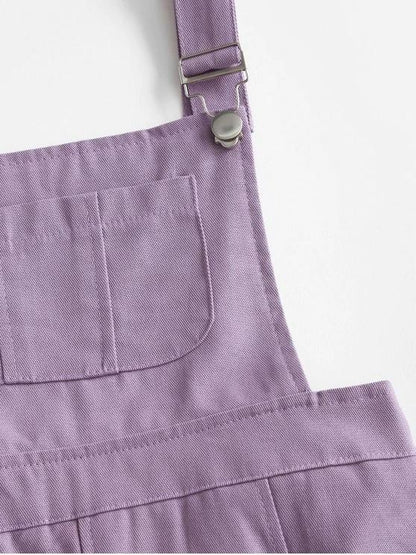 Casual Pockets Overalls Mini Dress - Denim Skirts - INS | Online Fashion Free Shipping Clothing, Dresses, Tops, Shoes - 02/09/2021 - Casual - Color_Purple