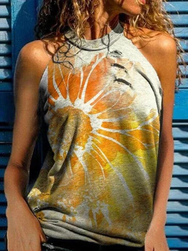 Casual Printed Sleeveless Halter Tank Tops - Tank Tops - INS | Online Fashion Free Shipping Clothing, Dresses, Tops, Shoes - 08/07/2021 - 10-20 - Category_Tank Tops